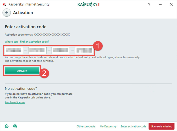 Коды активации касперский антивирус 2024. Kaspersky Internet Security Интерфейс активация. Как выглядит код активации Касперского.